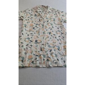 Rachel Zoe 100% Linen Floral Button Up Shirt‎ Dress M Lightweight Resort Beach